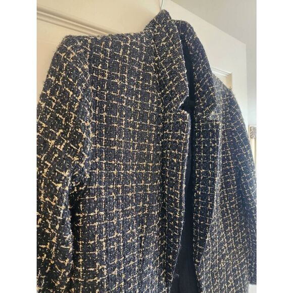 Nanette Lepore NWT tweed open front black and gold blazer Size small - Picture 3 of 8